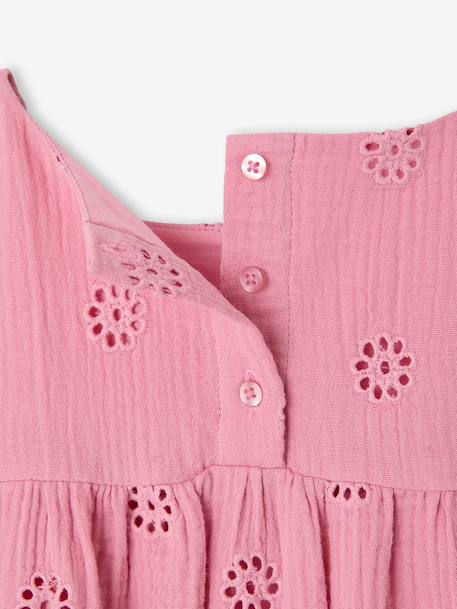 Bloemetjesjurk voor meisjes van katoengaas lichtblauw+oudroze - vertbaudet enfant 