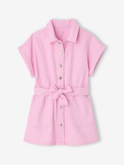 -Robe ceinturée fille en twill coton