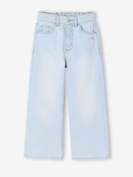 Wijde meisjesjeans blauw+denimgrijs+gebleekt denim+middenblauw+ongewassen denim+stone+zwart denim - vertbaudet enfant 