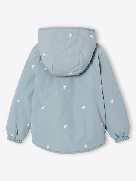 Doudoune légère fille brodée noisette+vert de gris - vertbaudet enfant 