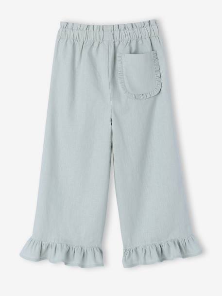Pantacourt fille large volants vert sauge - vertbaudet enfant 