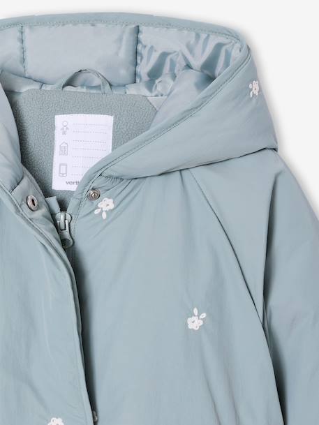 Doudoune légère fille brodée noisette+vert de gris - vertbaudet enfant 