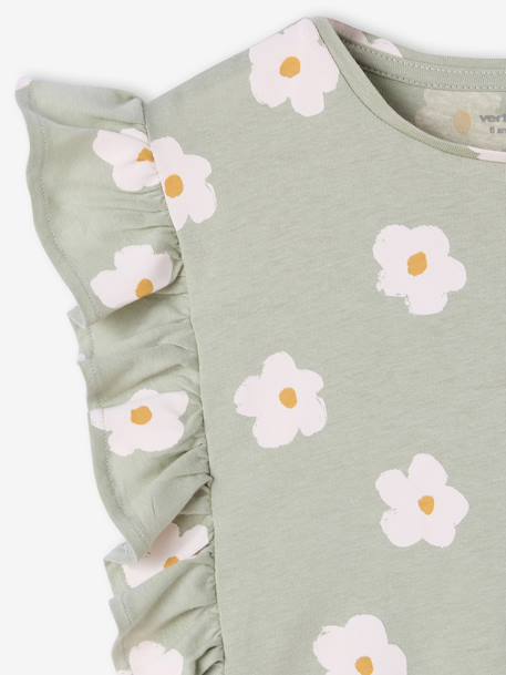 T-shirt manches courtes fille volants marine+vert sauge - vertbaudet enfant 