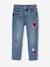 Jean fille mom brodé fleurs bleu+bleu clair+bleu moyen - vertbaudet enfant 