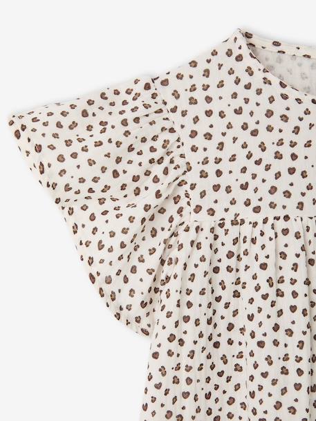 Robe fille en gaze de coton imprimée beige+beige imprimé+rose pâle+vanille - vertbaudet enfant 