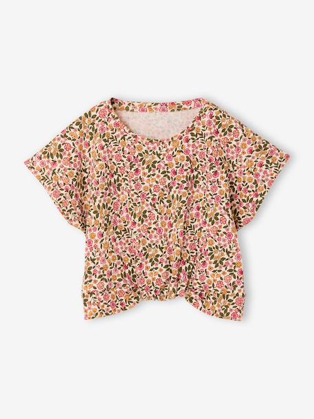 Blouse manches courtes blanc imprimé+vert amande - vertbaudet enfant 