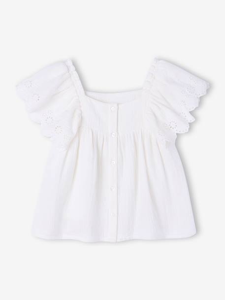 Blouse à volants gaze de coton écru - vertbaudet enfant 