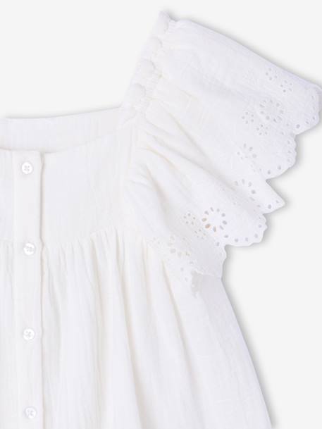 Blouse à volants gaze de coton écru - vertbaudet enfant 