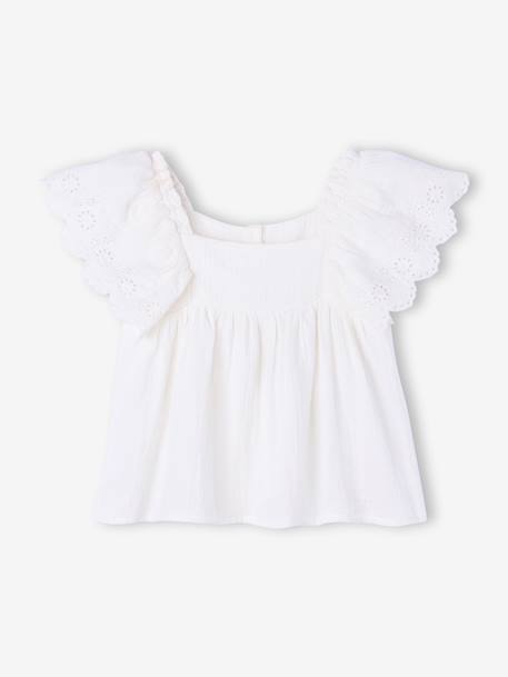 Fille-Chemise, blouse, tunique-Blouse à volants gaze de coton