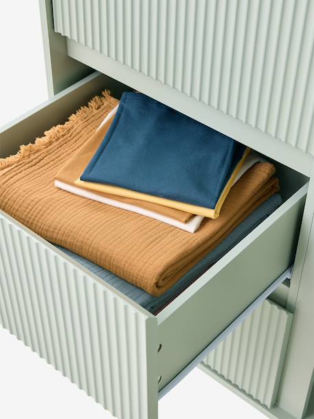Armoire 2 portes 2 tiroirs cannelé vert - vertbaudet enfant 