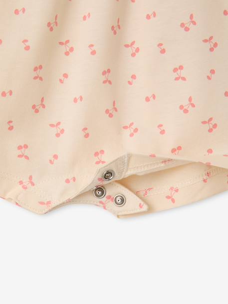 Combishort bébé fille manches volantées écru+rose - vertbaudet enfant 