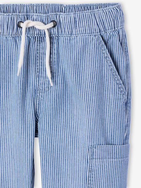 Denim broek voor jongens van battle katoen blauw, gestreept - vertbaudet enfant 