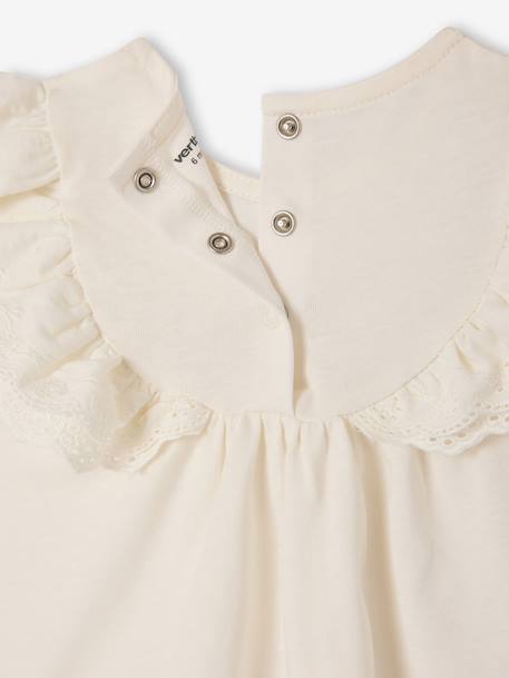 T-shirt broderie anglaise bébé fille écru+rose - vertbaudet enfant 