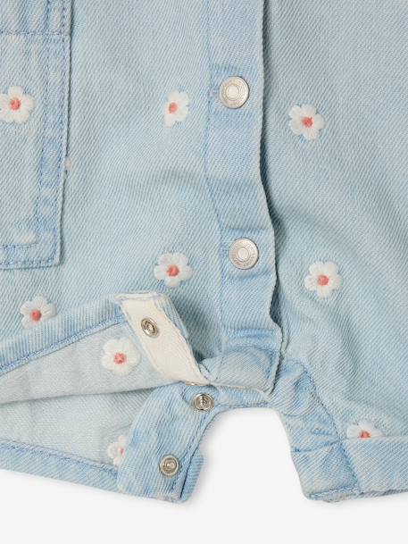 Combishort bébé fille denim denim bleached - vertbaudet enfant 