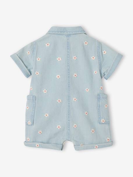 Denim combishort babymeisjes gebleekt denim - vertbaudet enfant 