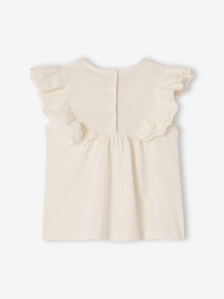 T-shirt broderie anglaise bébé fille écru+rose - vertbaudet enfant 