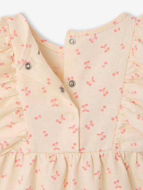 Combishort bébé fille manches volantées écru+rose - vertbaudet enfant 