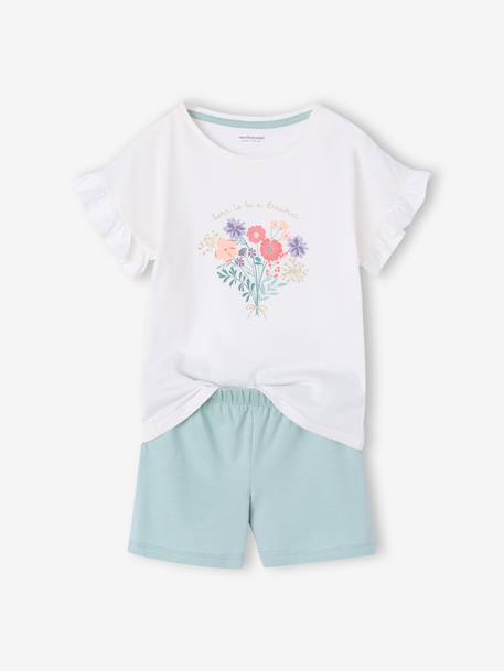 Set van 2 pyjamashorts voor meisjes met korte mouwen van katoen ecru - vertbaudet enfant 