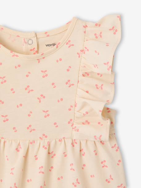 Combishort bébé fille manches volantées écru+rose - vertbaudet enfant 