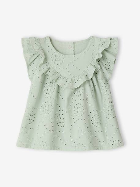 Blouse bébé fille broderie anglaise vert d'eau - vertbaudet enfant 