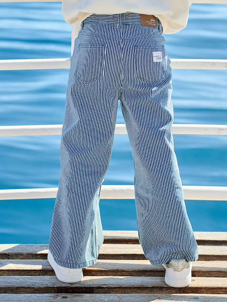 Pantalon large fille rayé rayé bleu - vertbaudet enfant 