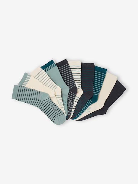 Lot de 10 paires de chaussettes garçon Basics vert émeraude - vertbaudet enfant 