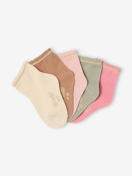 Set van 5 paar glittersokken voor babymeisjes BASICS zandbeige - vertbaudet enfant 