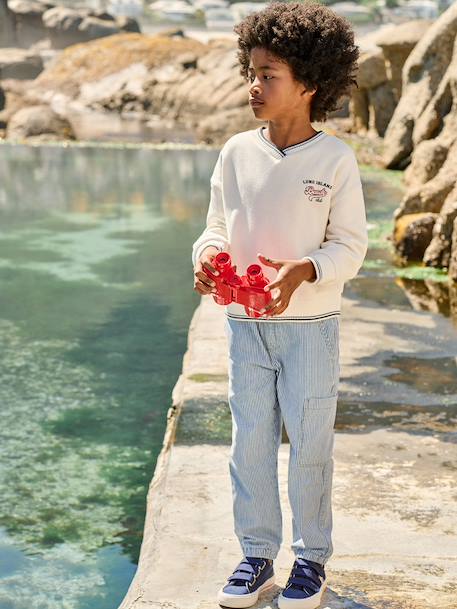 Sweat garçon col V écru - vertbaudet enfant 