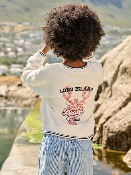 Sweat garçon col V écru - vertbaudet enfant 