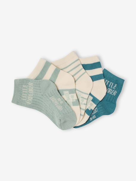 Lot de 5 paires de chaussettes bébé garçon vert d'eau - vertbaudet enfant 