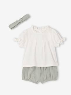 -Ensemble 3 pièces bébé fille coton
