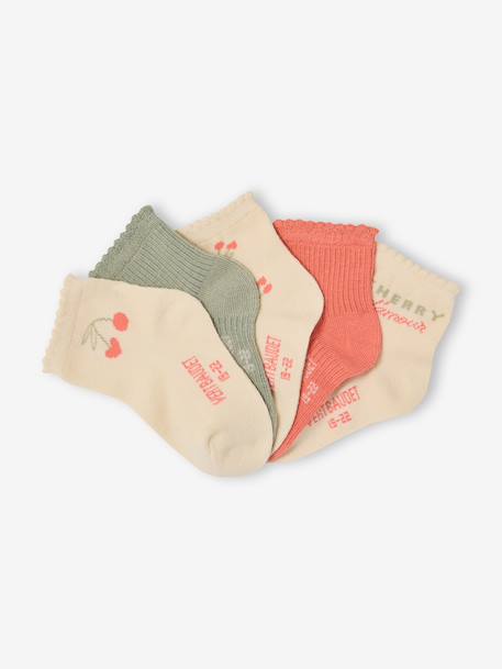 Lot de 5 paires de chaussettes bébé fille corail - vertbaudet enfant 