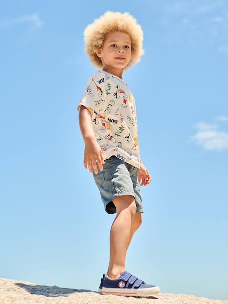 T-shirt garçon manches courtes anthracite+blanc+écru - vertbaudet enfant 