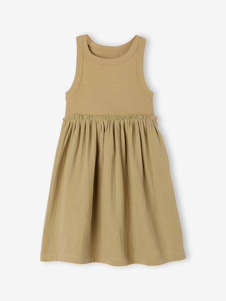 Robe fille sans manches kaki - vertbaudet enfant 