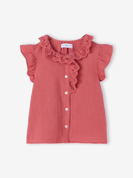 Blouse met ruches oudroze - vertbaudet enfant 
