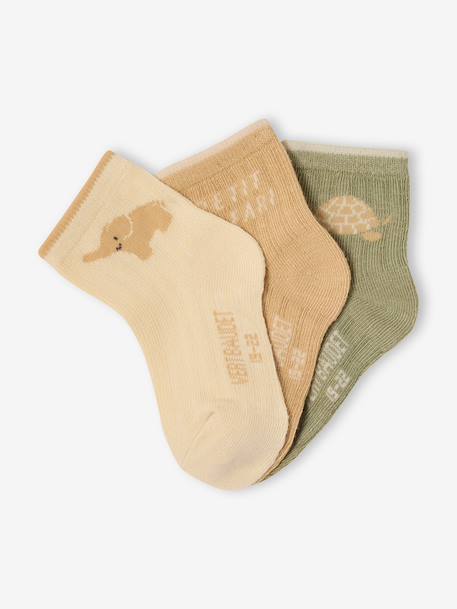 Set van 3 paar sokken babyjongen olijf - vertbaudet enfant 