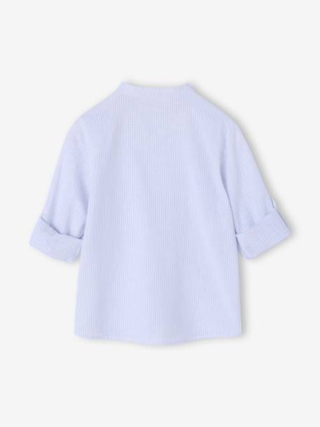 Gestreept jongenshemd met maokraag blauw, gestreept+groen, gestreept - vertbaudet enfant 