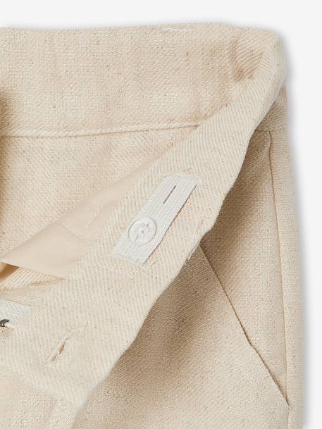 Pantalon twill coton et lin garçon taille ajustable écru - vertbaudet enfant 