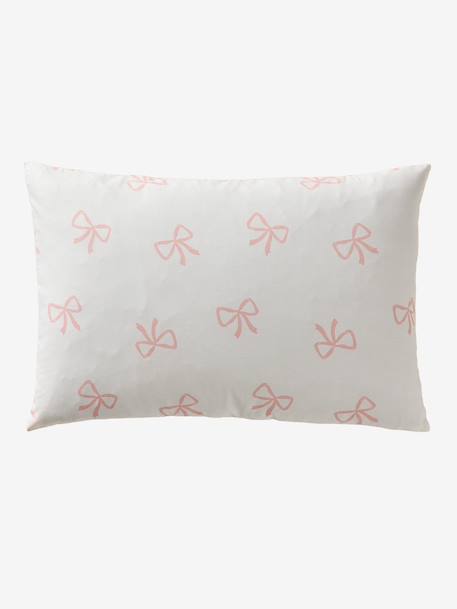 Parure housse de couette et taie d'oreiller NOEUDS avec coton recyclé rose imprimé - vertbaudet enfant 