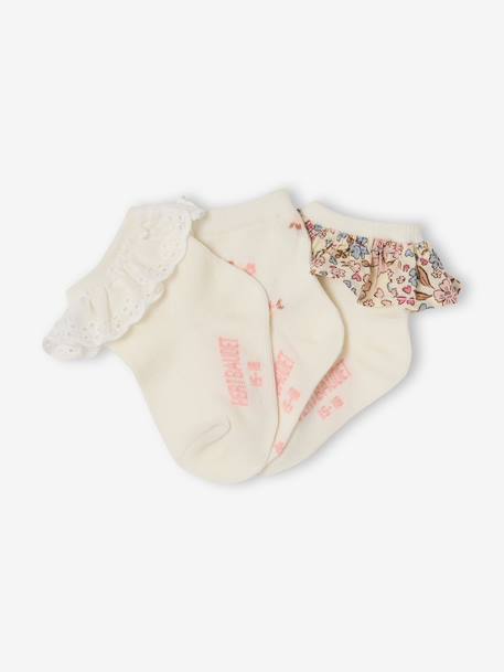 Set van 3 paar sokken voor babymeisjes ecru - vertbaudet enfant 