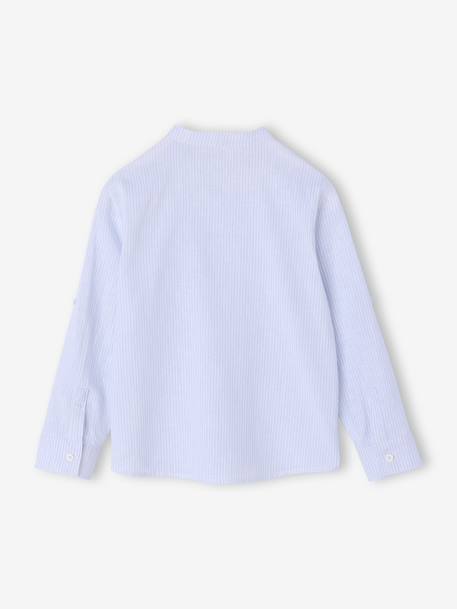 Gestreept jongenshemd met maokraag blauw, gestreept+groen, gestreept - vertbaudet enfant 