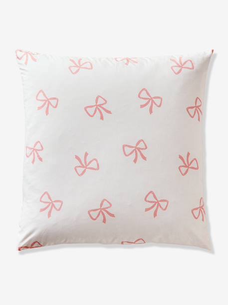 Parure housse de couette et taie d'oreiller NOEUDS avec coton recyclé rose imprimé - vertbaudet enfant 