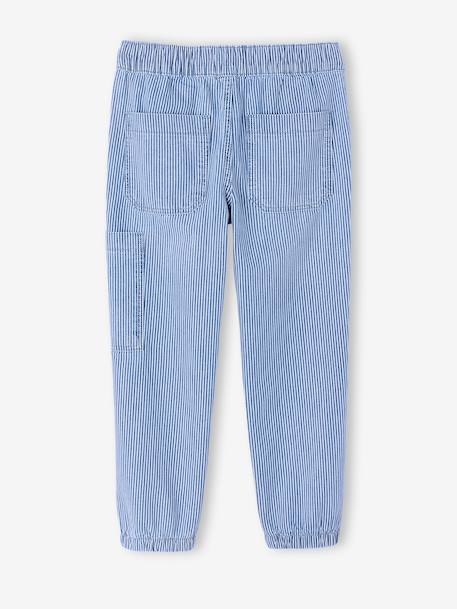 Pantalon denim garçon battle coton rayé bleu - vertbaudet enfant 