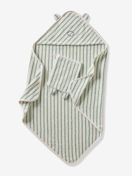 Cape de bain personnalisable et gant de toilette BIO vert sauge - vertbaudet enfant 
