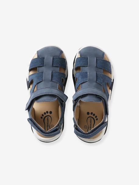 Sandales garçon cuir scratch lot bleu - vertbaudet enfant 