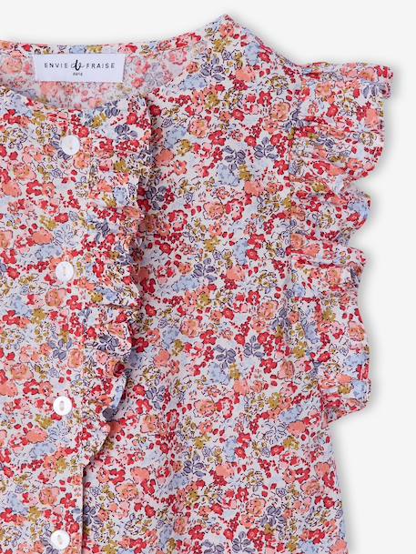 Meisjesblouse met ruches op de mouwen meerkleurig - vertbaudet enfant 