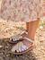 Kindersandalen van leer met klittenband, collectie kleuterschool ecru+goud - vertbaudet enfant 