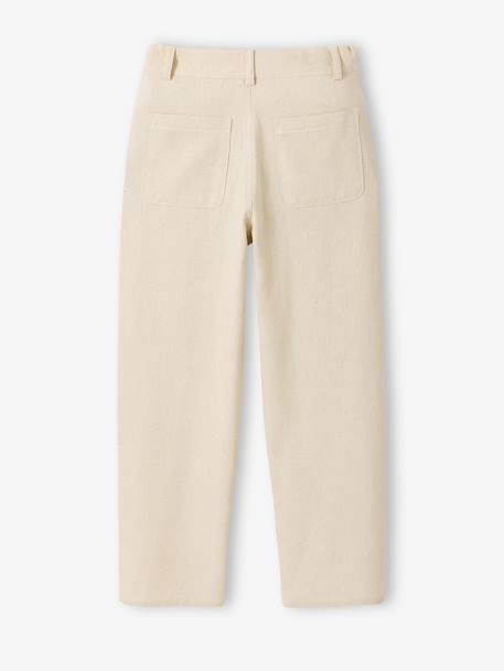 Pantalon twill coton et lin garçon taille ajustable écru - vertbaudet enfant 