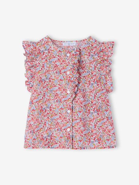Meisjesblouse met ruches op de mouwen meerkleurig - vertbaudet enfant 