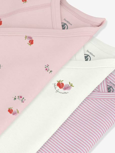 Lot 3 bodies croisés bébé coton Petit Bateau blanc - vertbaudet enfant 